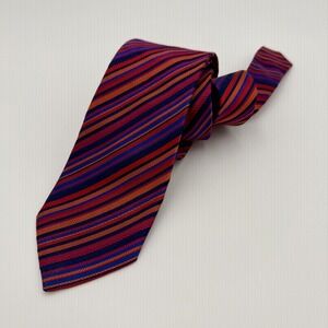 DUCHAMP LONDON MENS SILK TIE RARE LUXURY MULTICOLOUR  REDS 'PLATINUM STRIPE'
